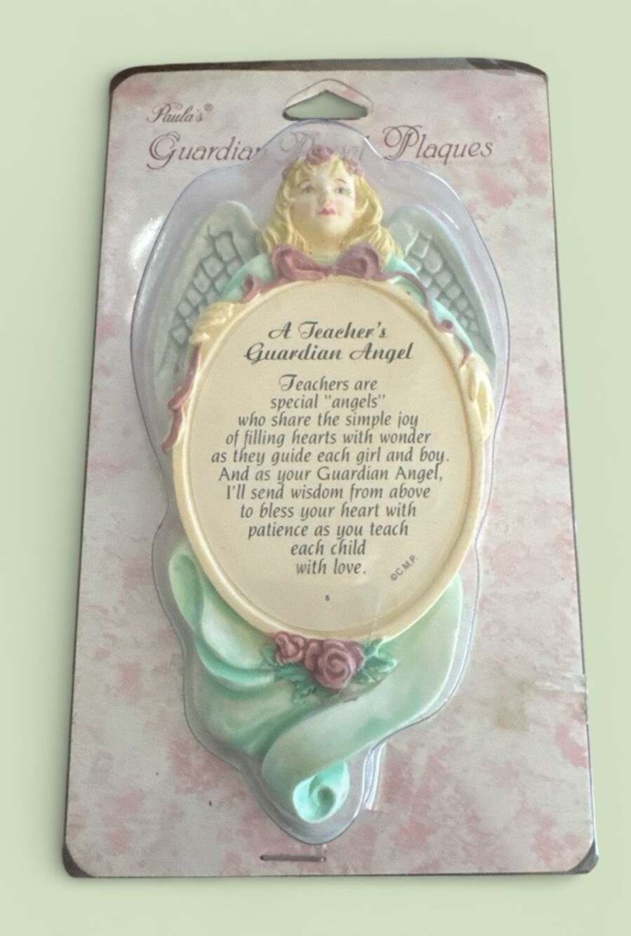 Paula's Guardian Angel Plaque " A Teacher's Guardian Angel" 6 x 3 Inches